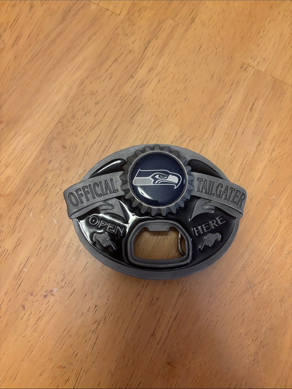 NFL Seahawks Tailgater Black Cast Metal Bottle Opener Belt Buckle